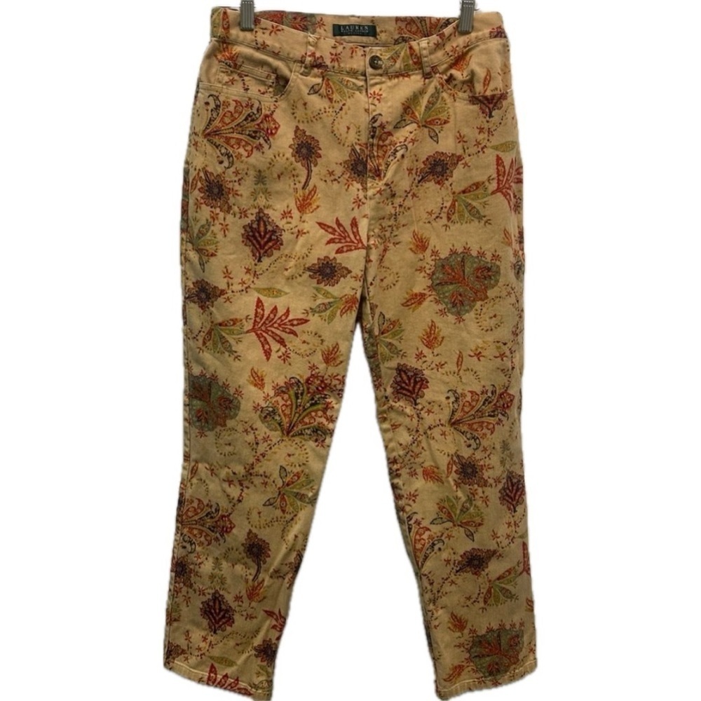 Lauren Ralph Lauren Paisley Straight Leg 5 Pocket Cropped Pants Size 8P